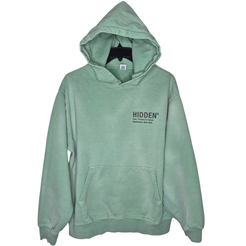 Hidden NY Heavyweight Hoodie Mens Medium Mint Green Back Logo Streetwear 25x28